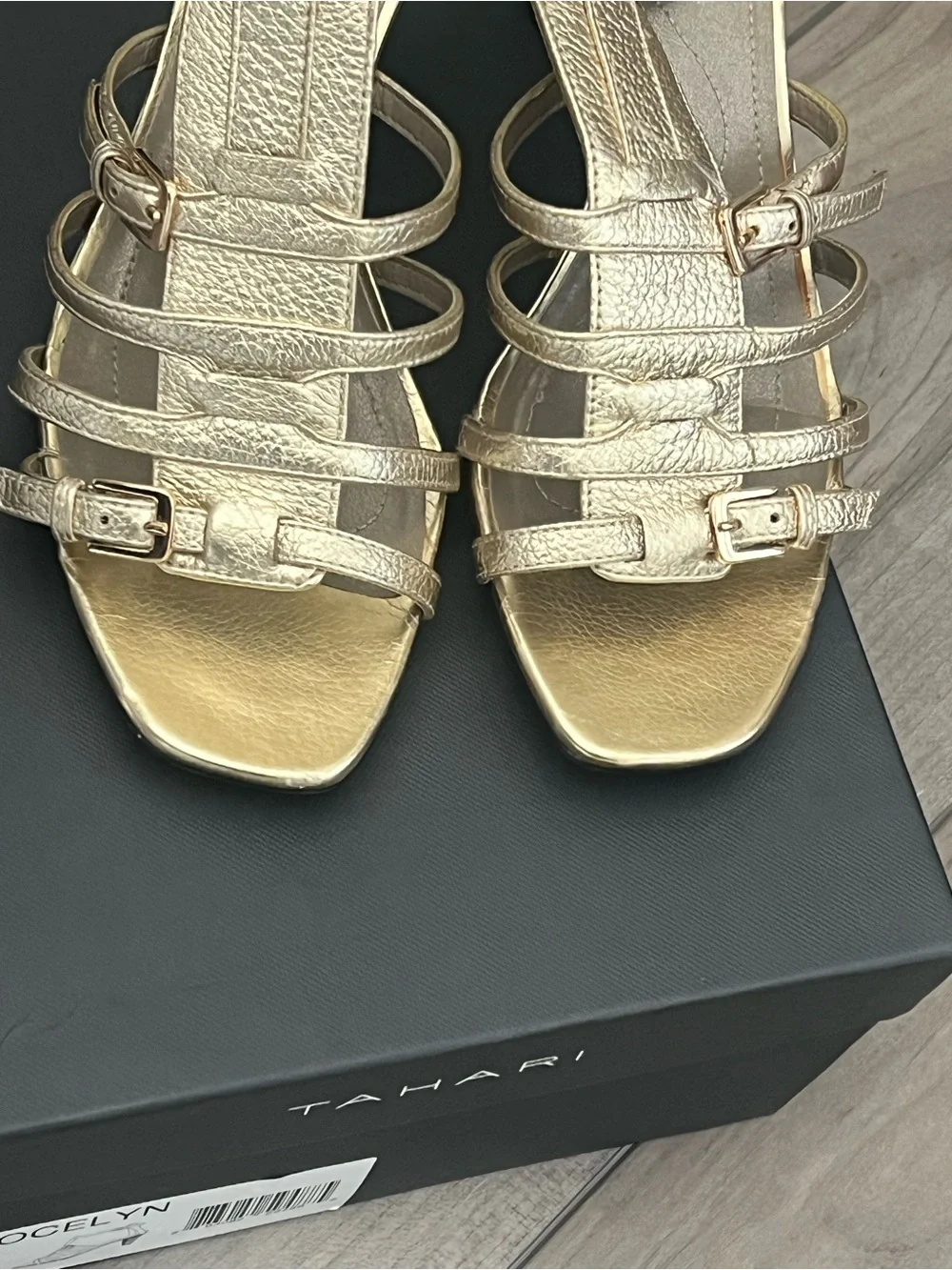 Tahari Metallic Gold Strappy Gladiator Sandals